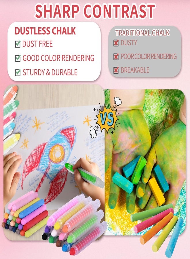 Zhenbuco Dustless Chalk for Kids - 36 PCS Colored Non-toxic Twistable Valentines Sidewalk Chalk with Holder, Dust-free Washable Toddler Chalk, Art Tool for Children Outdoor Blackboard Drawing Writing - Image 3